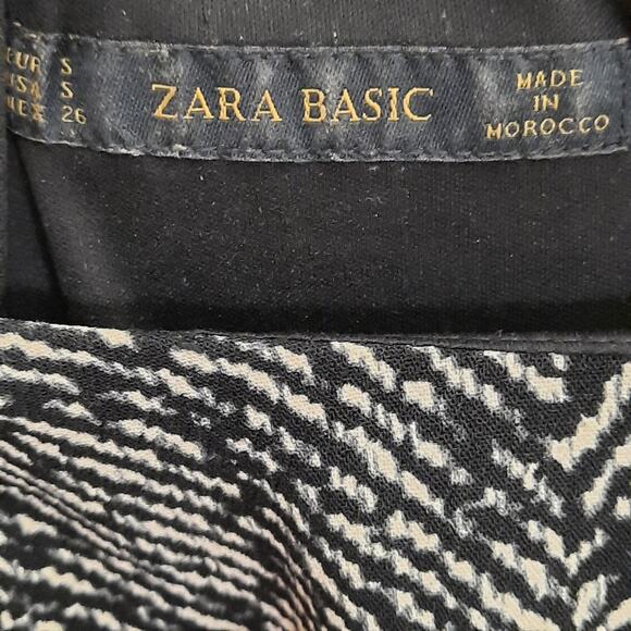 Zara Basic S Sleeveless Fit & Flare Dress Black White Abstract Work Cocktail - Picture 3 of 7